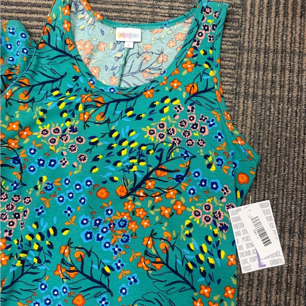 NWT LuLaRoe DaniMaxi Dress - Vibrant Floral in Green Sz Large - Picture 2 of 4